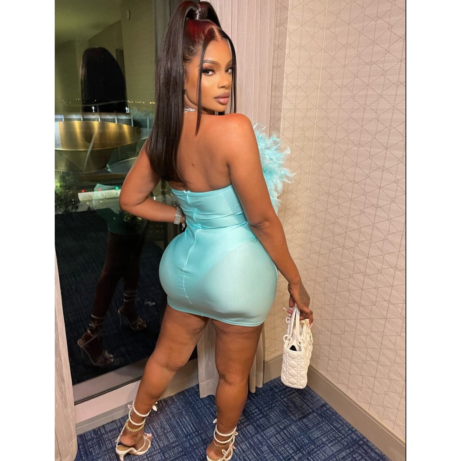 Feather Mesh Dress for Women
