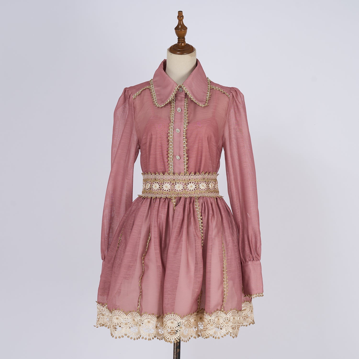 Gold Threaded Heavy Weight Lace Blouse And Half Skirt Set Two Piece