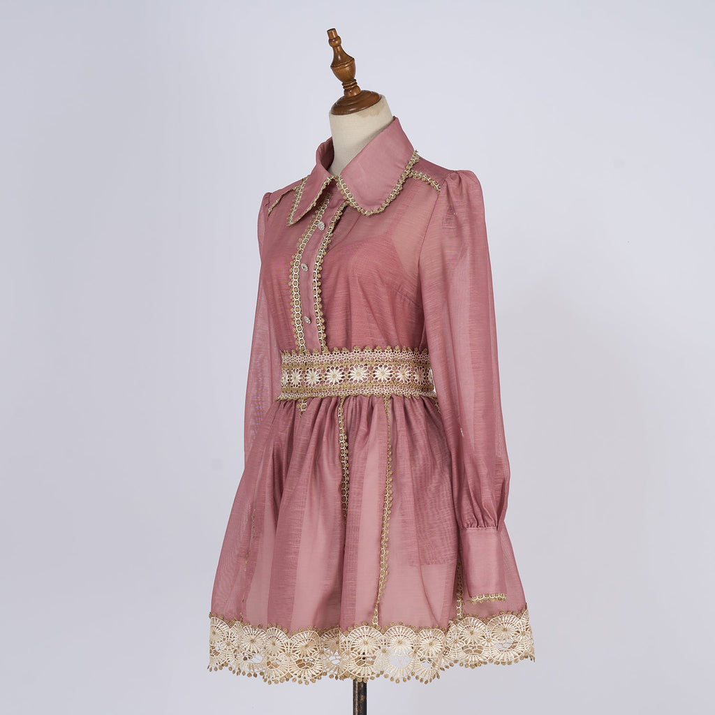 Gold Threaded Heavy Weight Lace Blouse And Half Skirt Set Two Piece