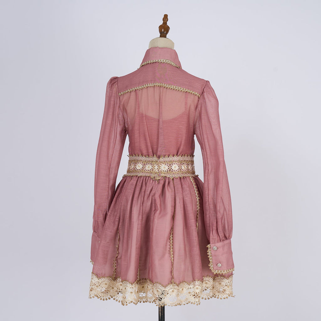 Gold Threaded Heavy Weight Lace Blouse And Half Skirt Set Two Piece