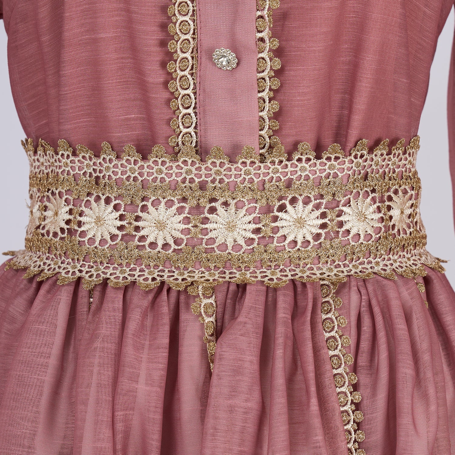 Gold Threaded Heavy Weight Lace Blouse And Half Skirt Set Two Piece
