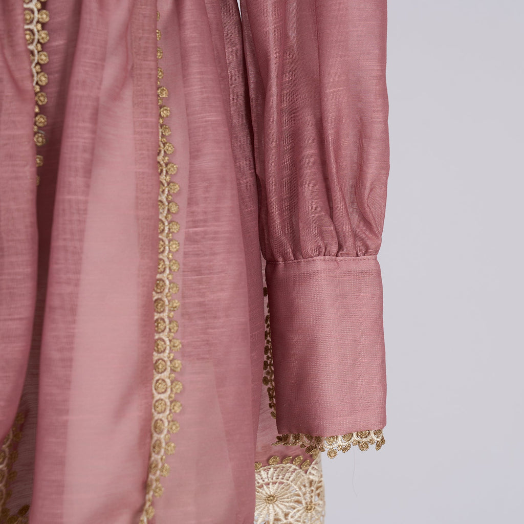Gold Threaded Heavy Weight Lace Blouse And Half Skirt Set Two Piece