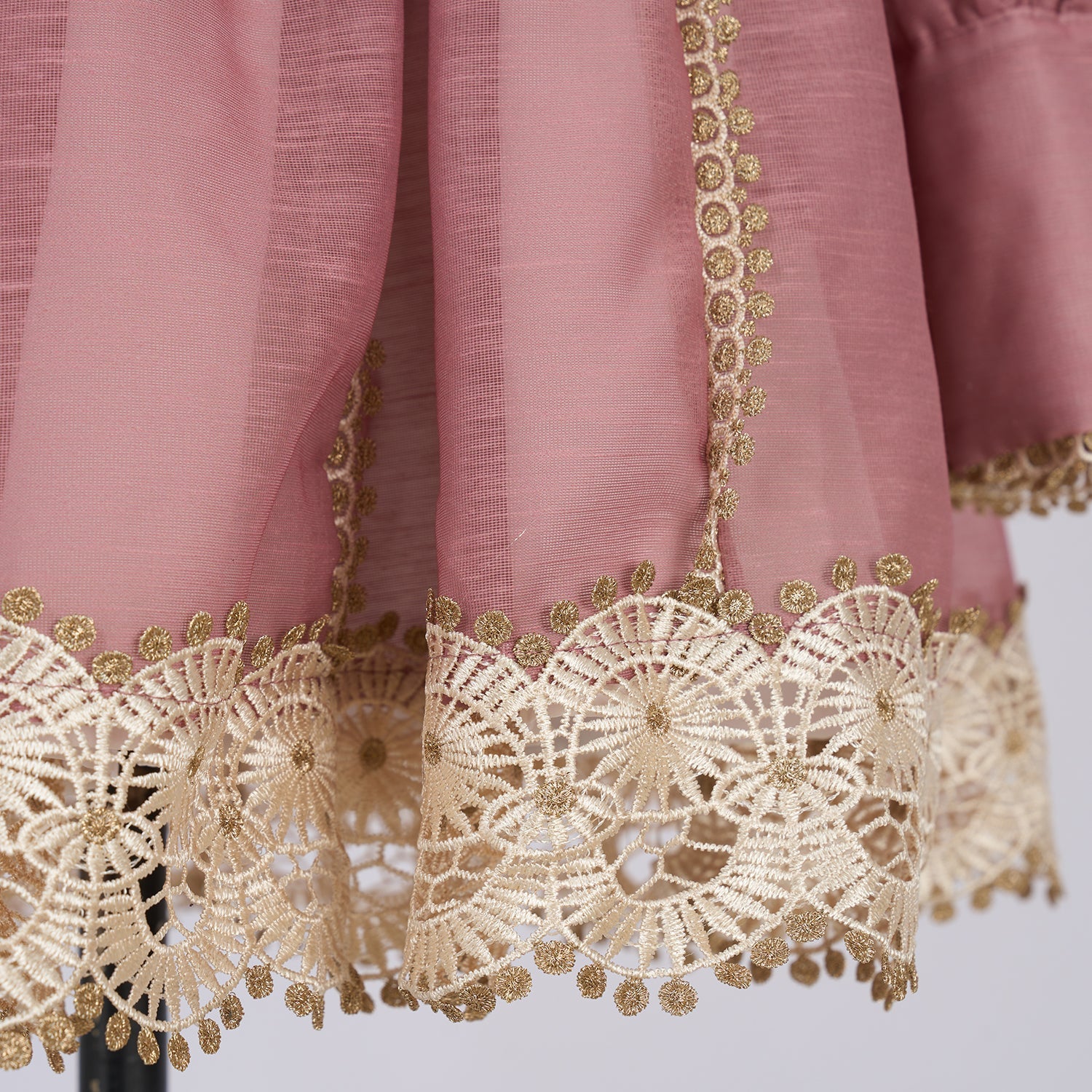 Gold Threaded Heavy Weight Lace Blouse And Half Skirt Set Two Piece