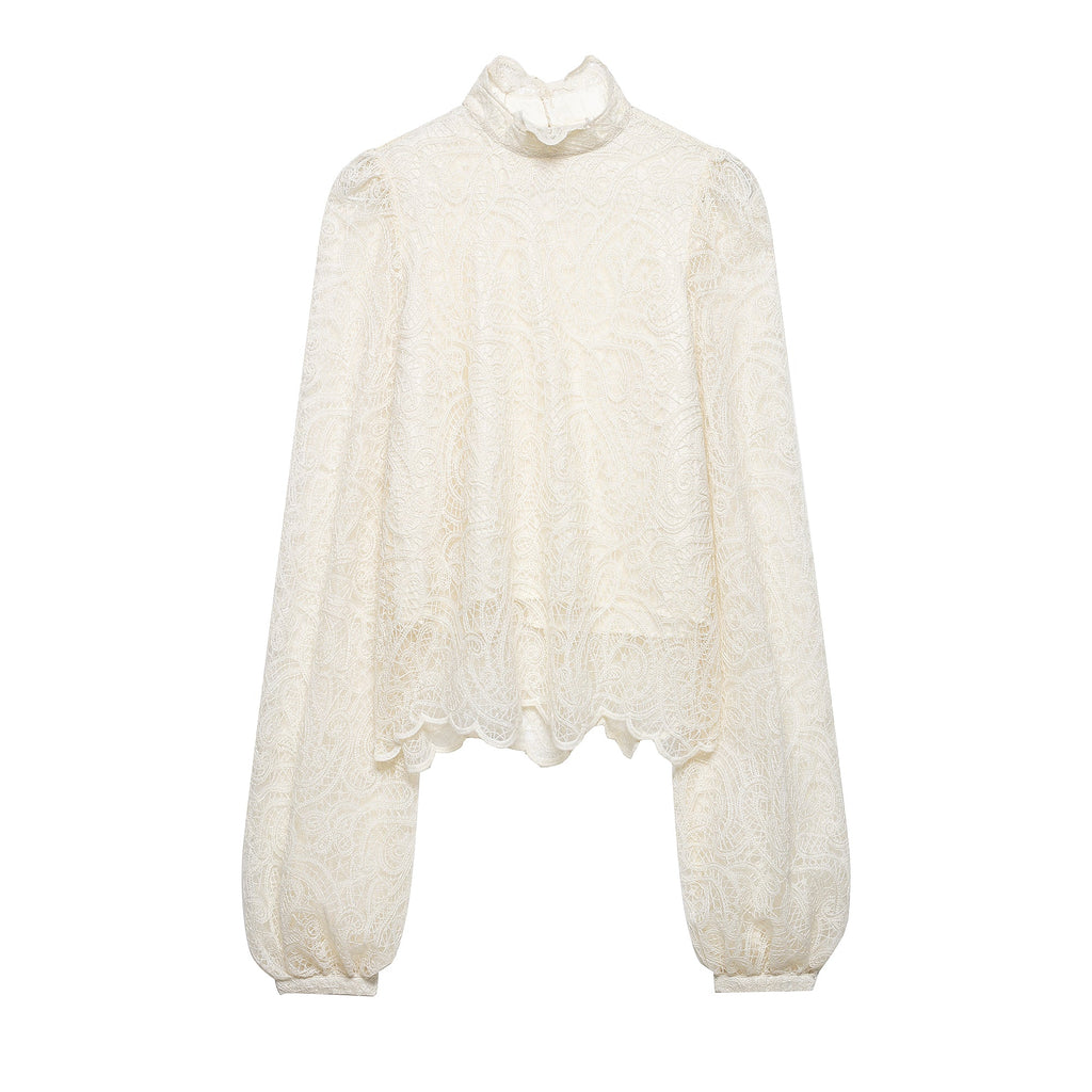 Spring Elegant Lantern Sleeve Lace Skirt Two Piece Set New Arrivals