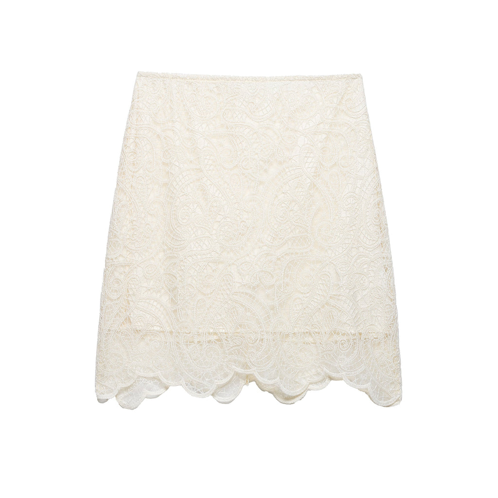 Spring Elegant Lantern Sleeve Lace Skirt Two Piece Set New Arrivals