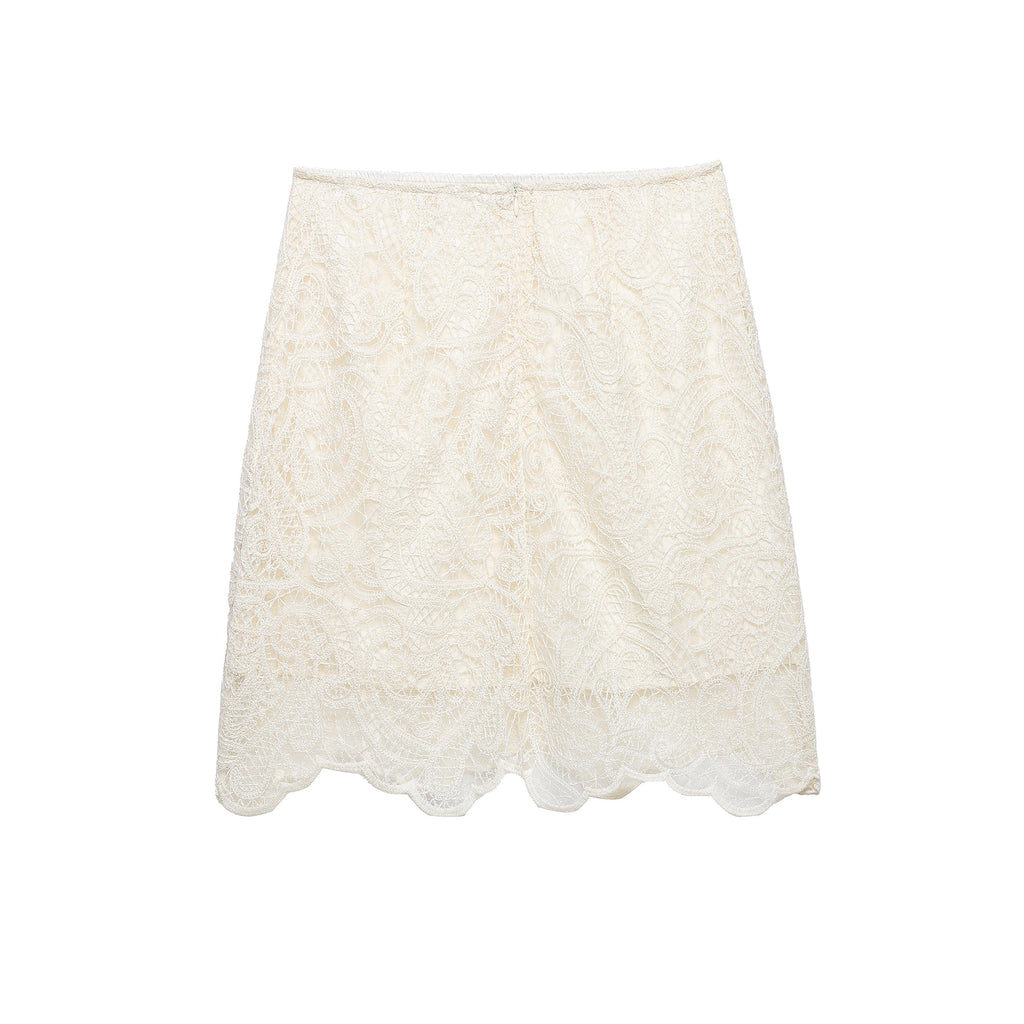 Spring Elegant Lantern Sleeve Lace Skirt Two Piece Set New Arrivals