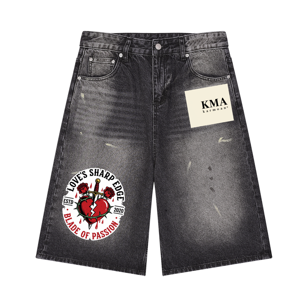 Men’s Vintage Wash Wide Leg Denim Shorts