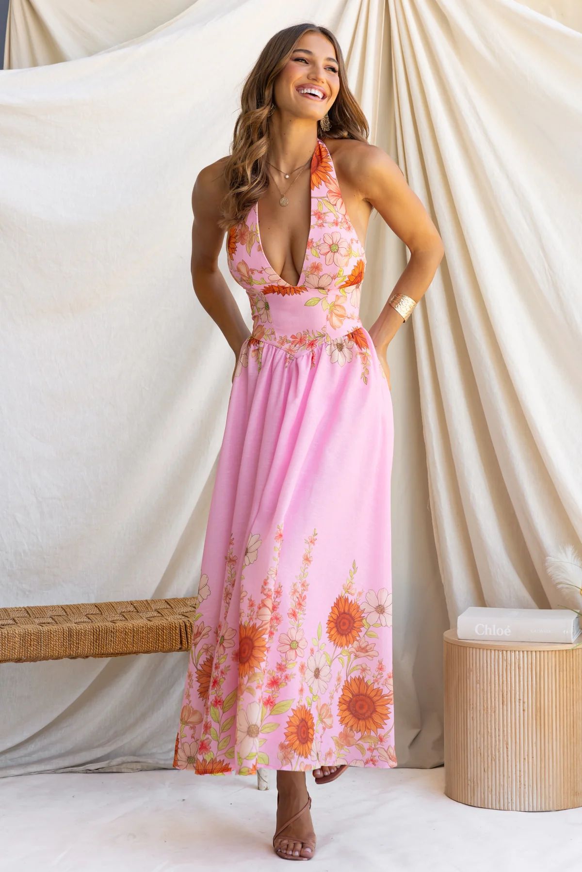 Elegant Sunflower Large Hem Dress
