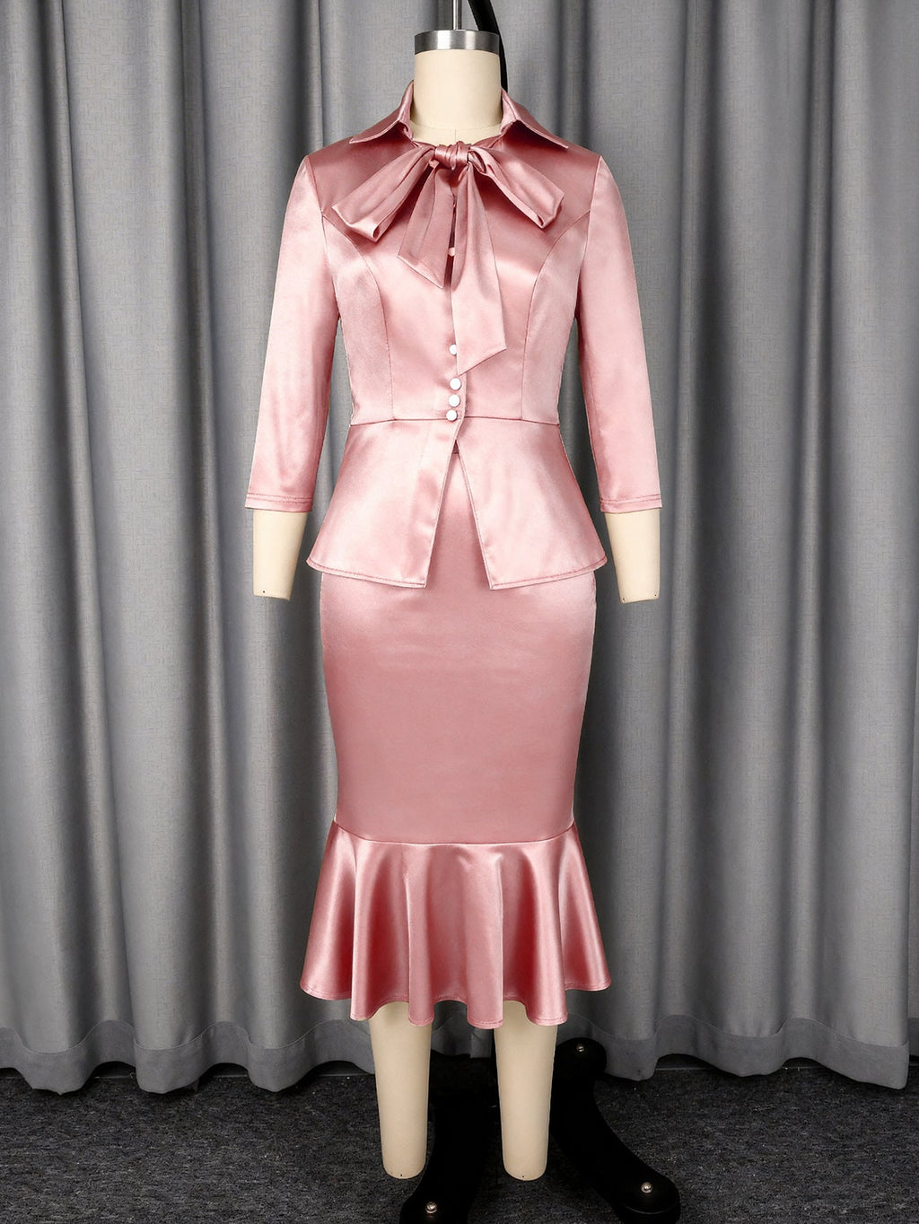 Elegant Satin Skirt Fishtail Two Piece Set MUNSIEUR
