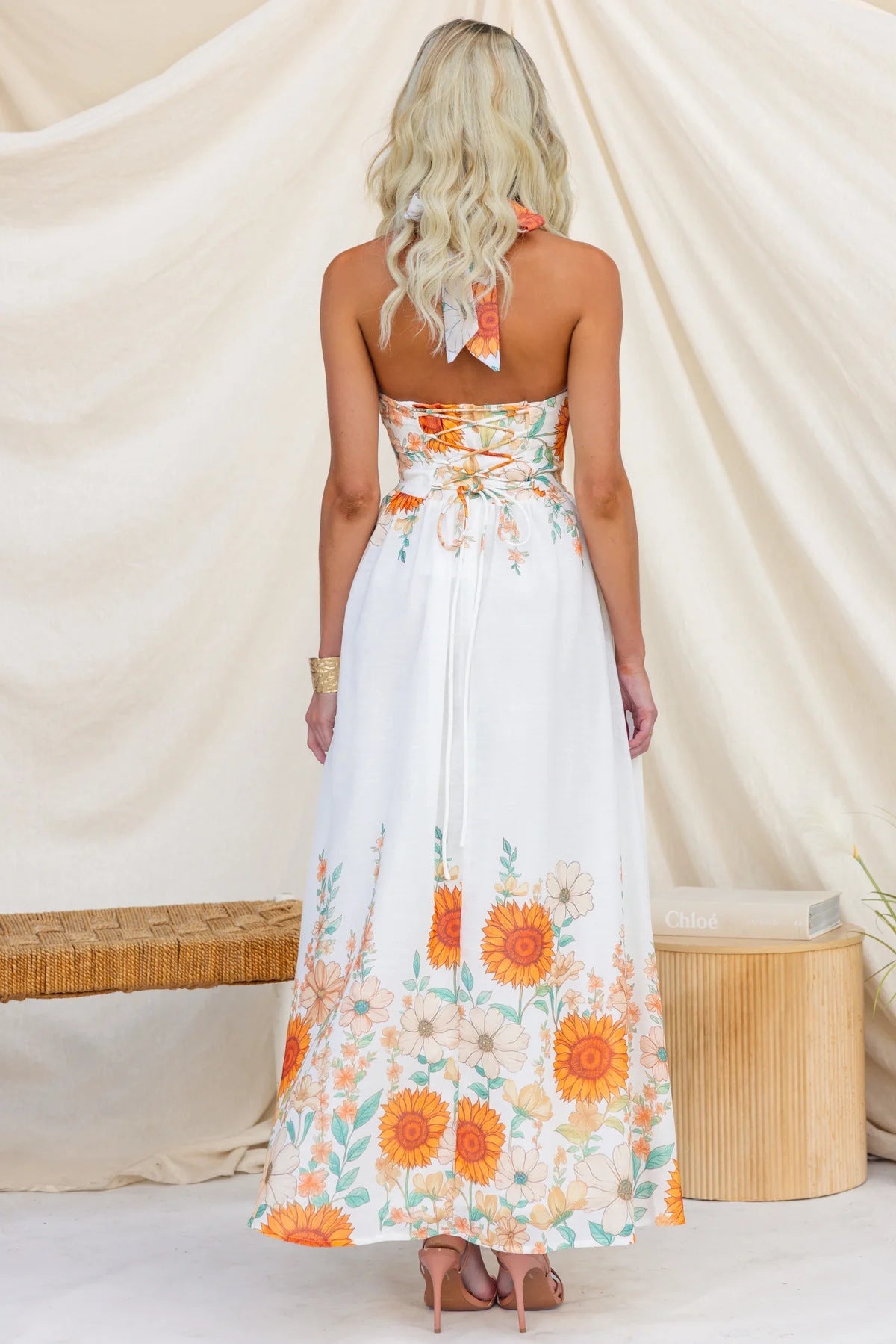 Elegant Sunflower Large Hem Dress