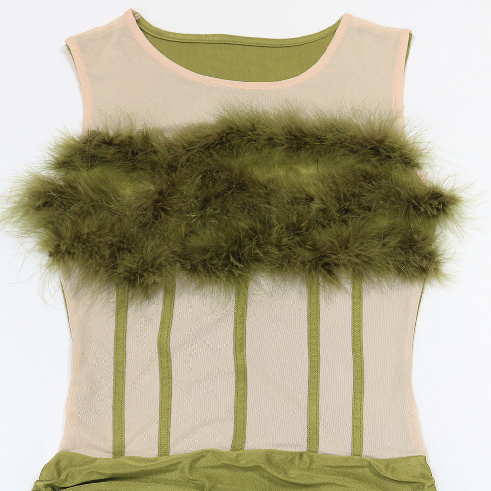 Sleeveless Furry Dress and Sheath