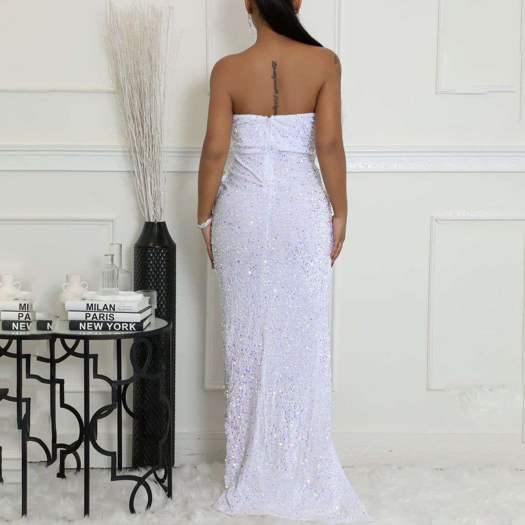 Elegant Off the Shoulder Sequined Dress