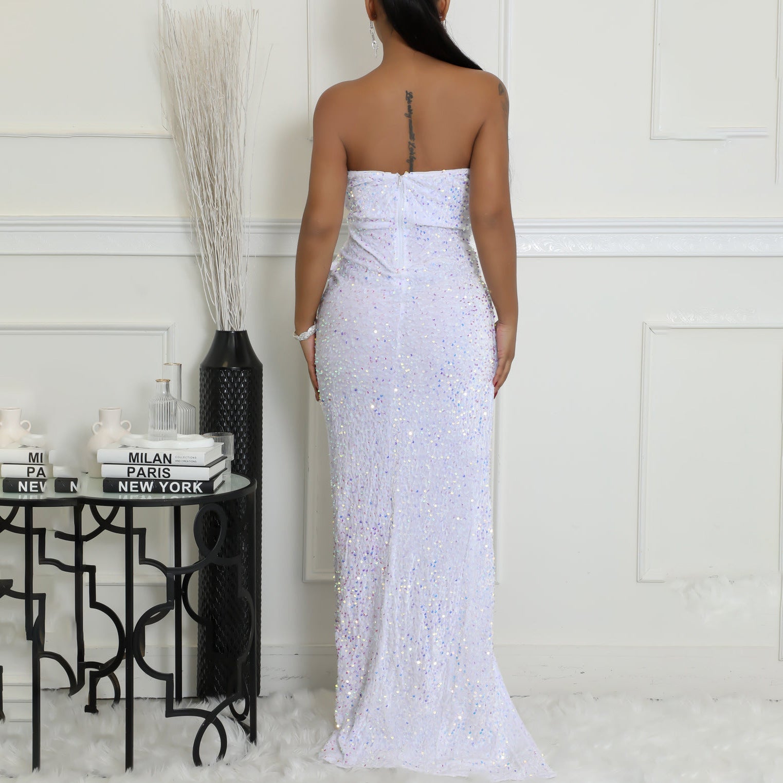 Elegant Off the Shoulder Sequined Dress