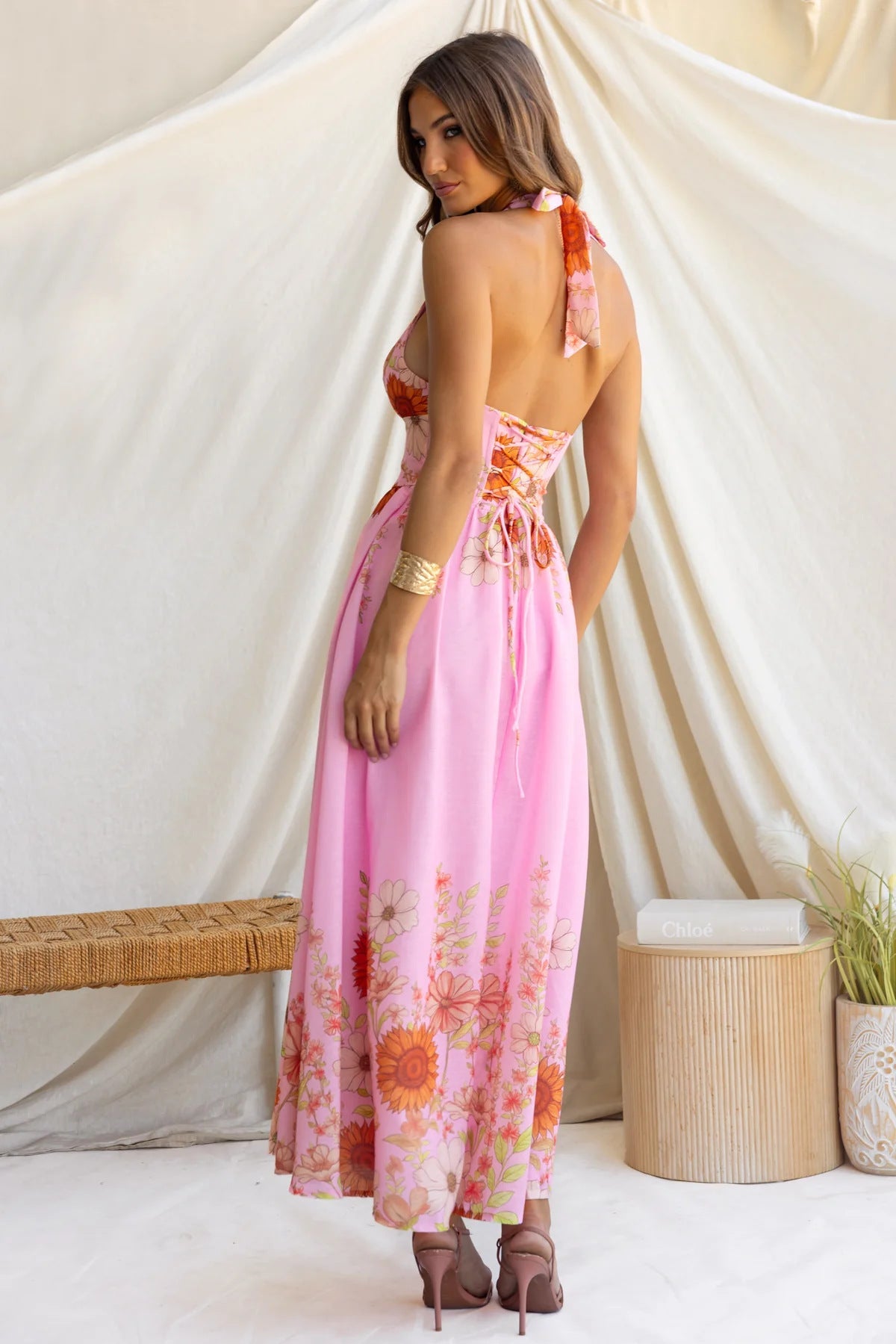 Elegant Sunflower Large Hem Dress