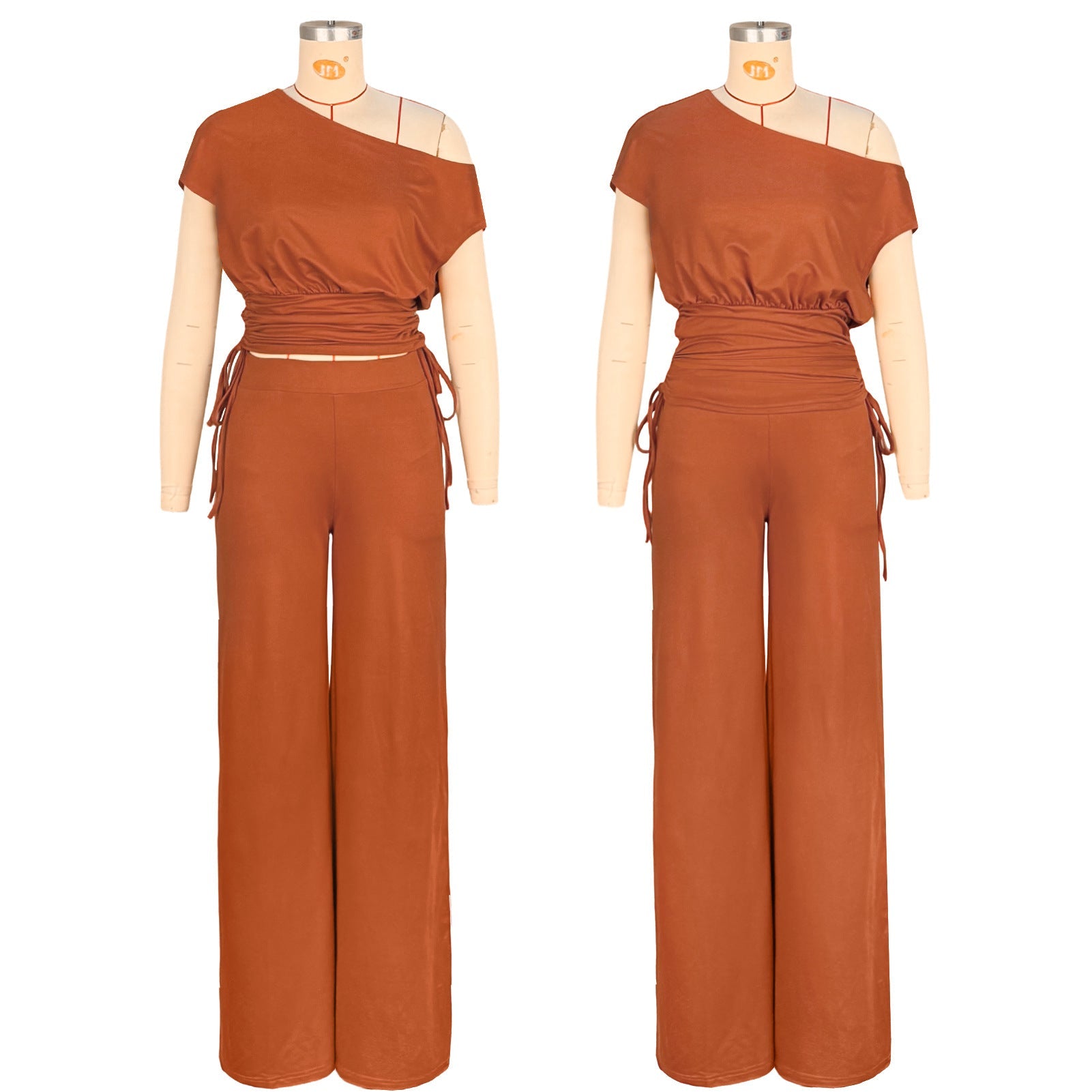 Asymmetric Pleated Jumpsuit Two Piece Set