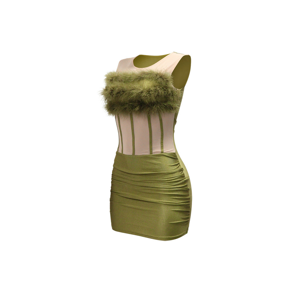 Sleeveless Furry Dress and Sheath