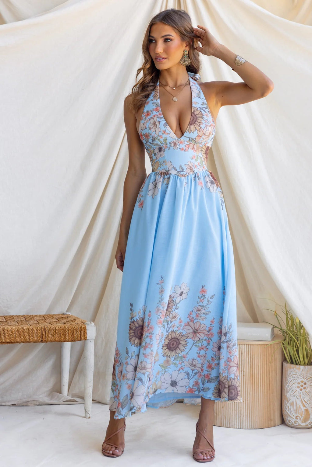 Elegant Sunflower Large Hem Dress