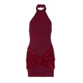 Women's Sequin Stitching Halter Backless Slim Fit Sheath Dress
