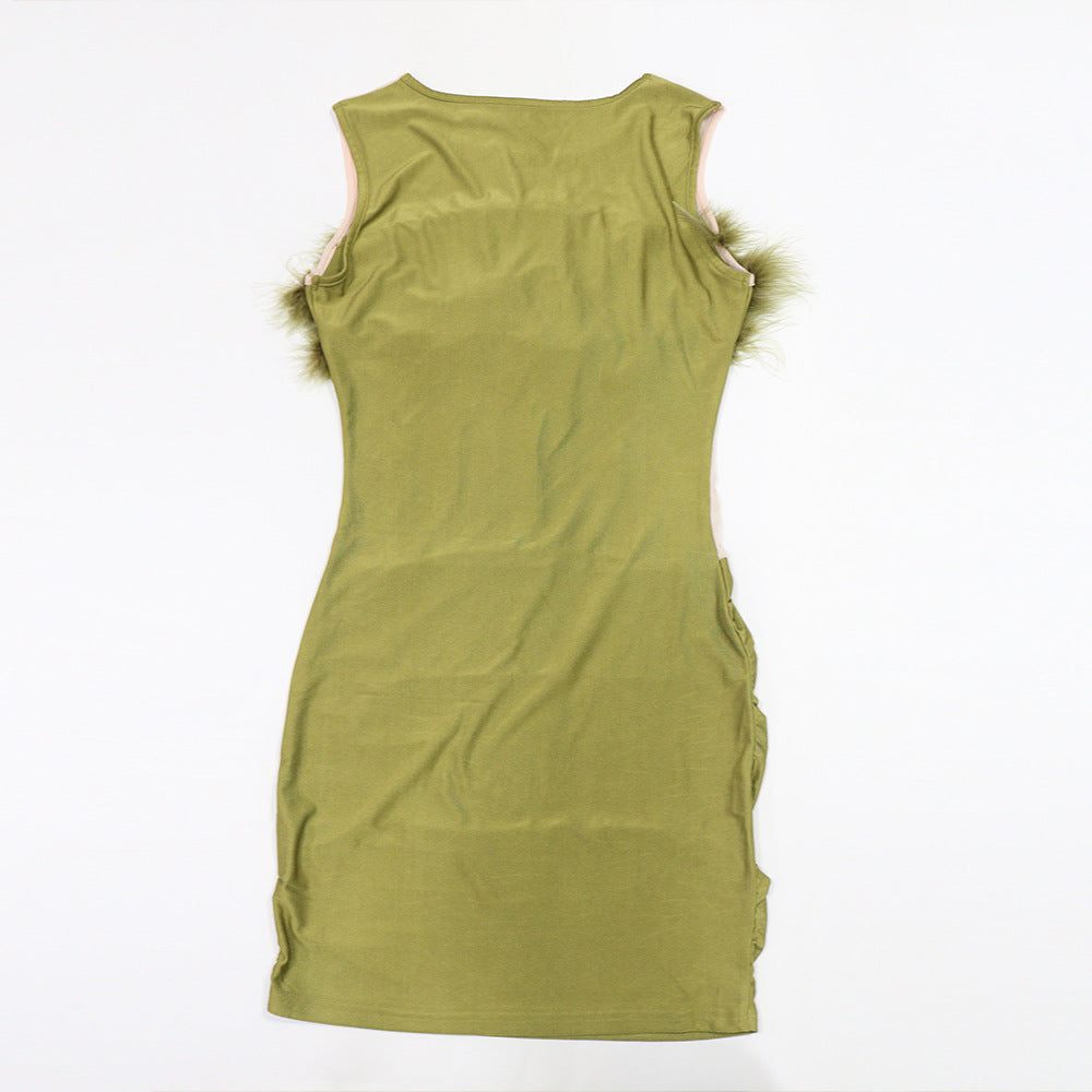 Sleeveless Furry Dress and Sheath