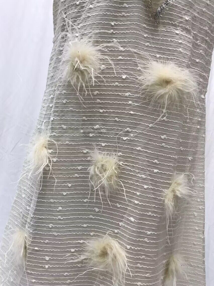 Feather Princess Dress Gold Long Mesh