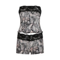 Goth Print Two Piece Lace Bottoms Set