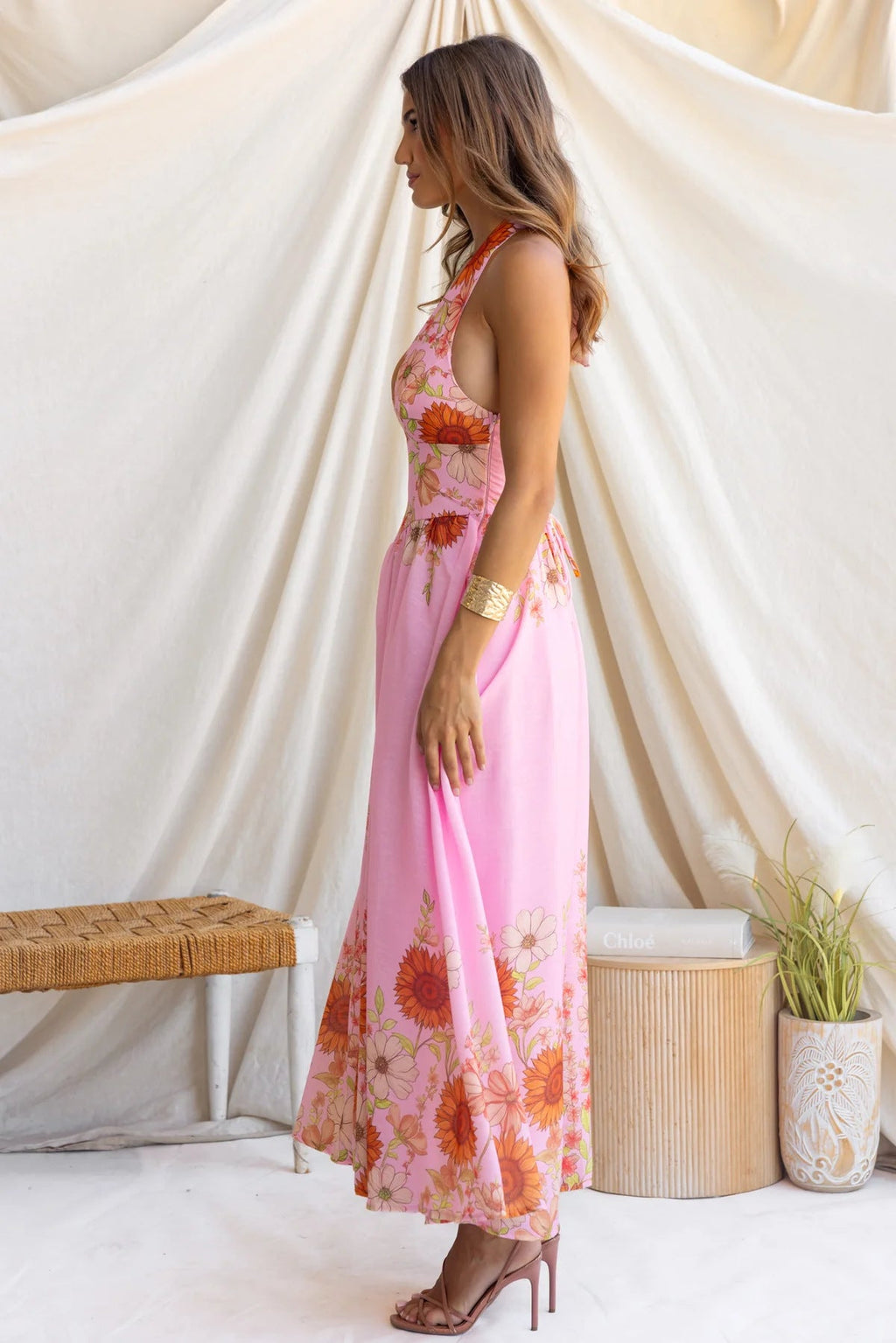 Elegant Sunflower Large Hem Dress