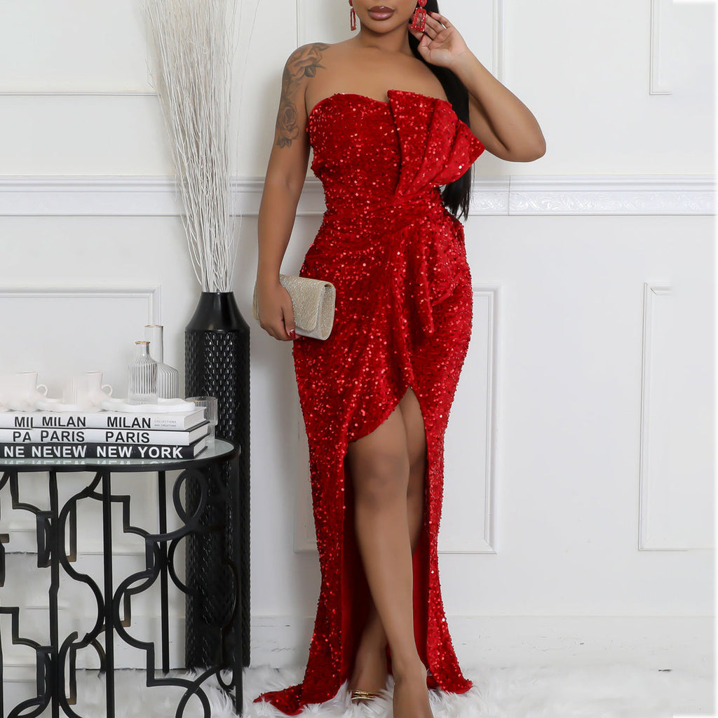 Elegant Off the Shoulder Sequined Dress