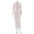 Elegant Long Sleeve Floral Mid Length Skirt Set