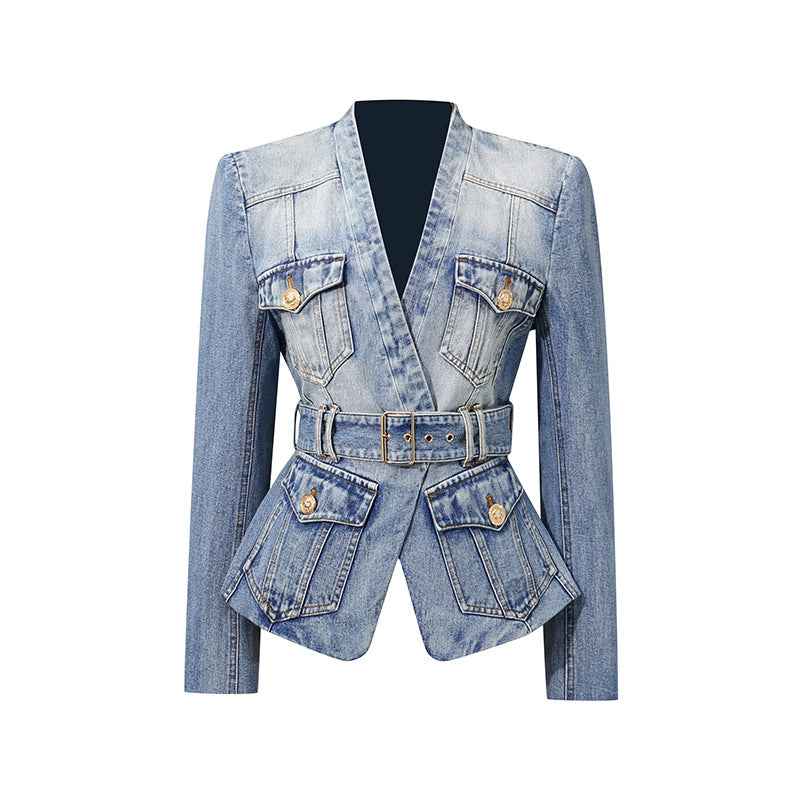 Urban Personality Slim Fit Denim Jacket MUNSIEUR New Arrivals