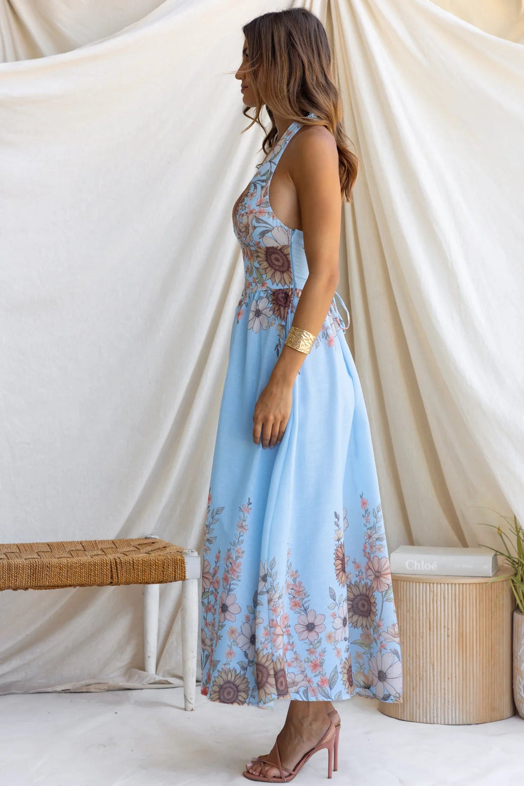 Elegant Sunflower Large Hem Dress