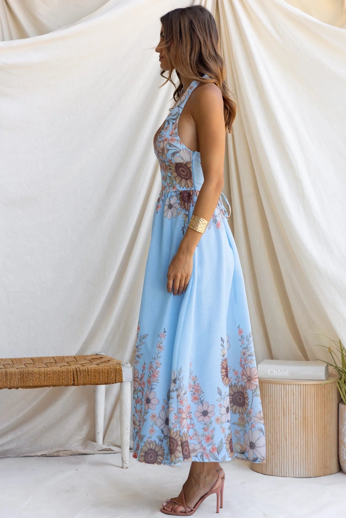Elegant Sunflower Large Hem Dress