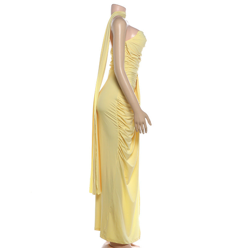 Slim Fit Scarf Tube Top Dress MUNSIEUR New Arrivals