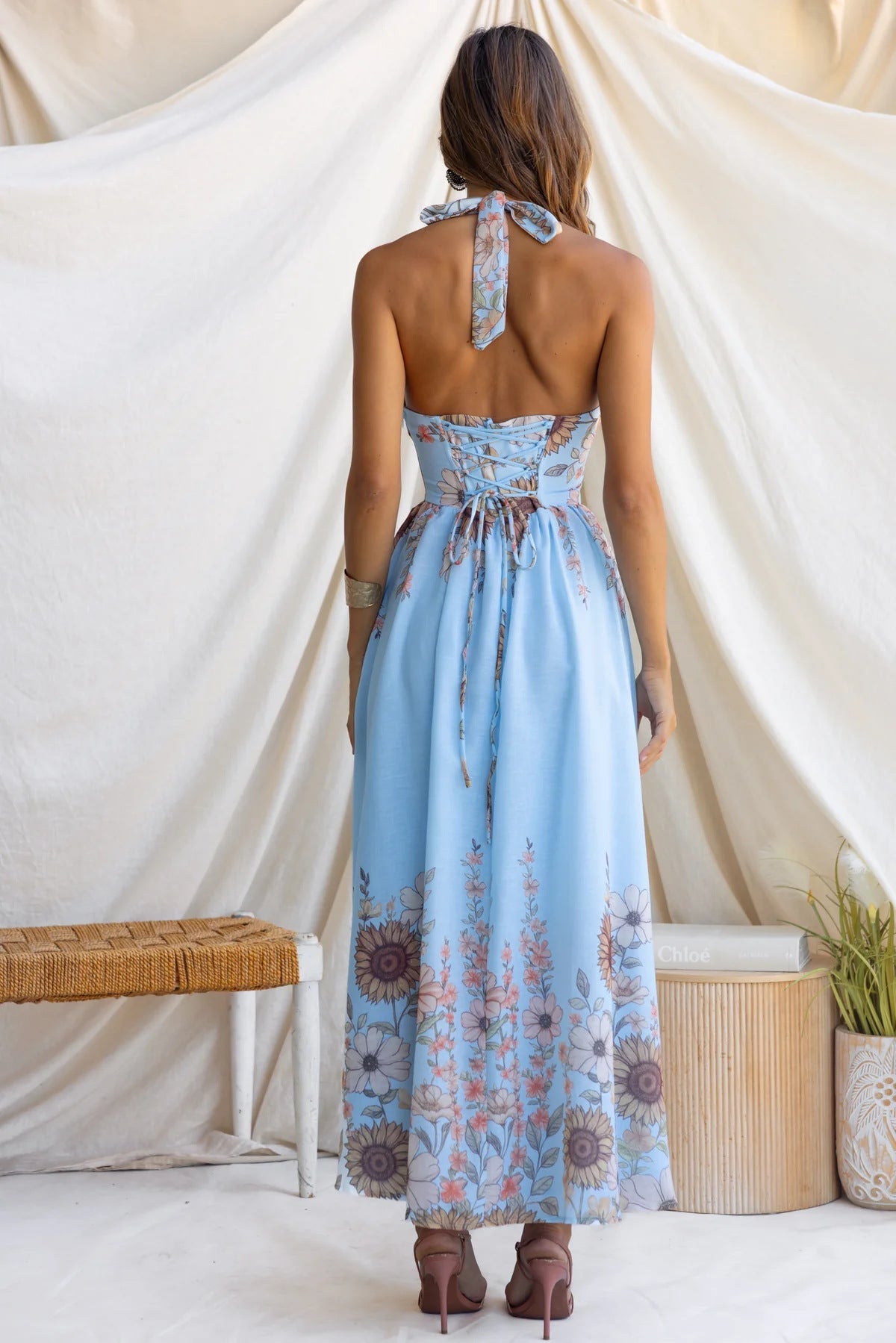 Elegant Sunflower Large Hem Dress