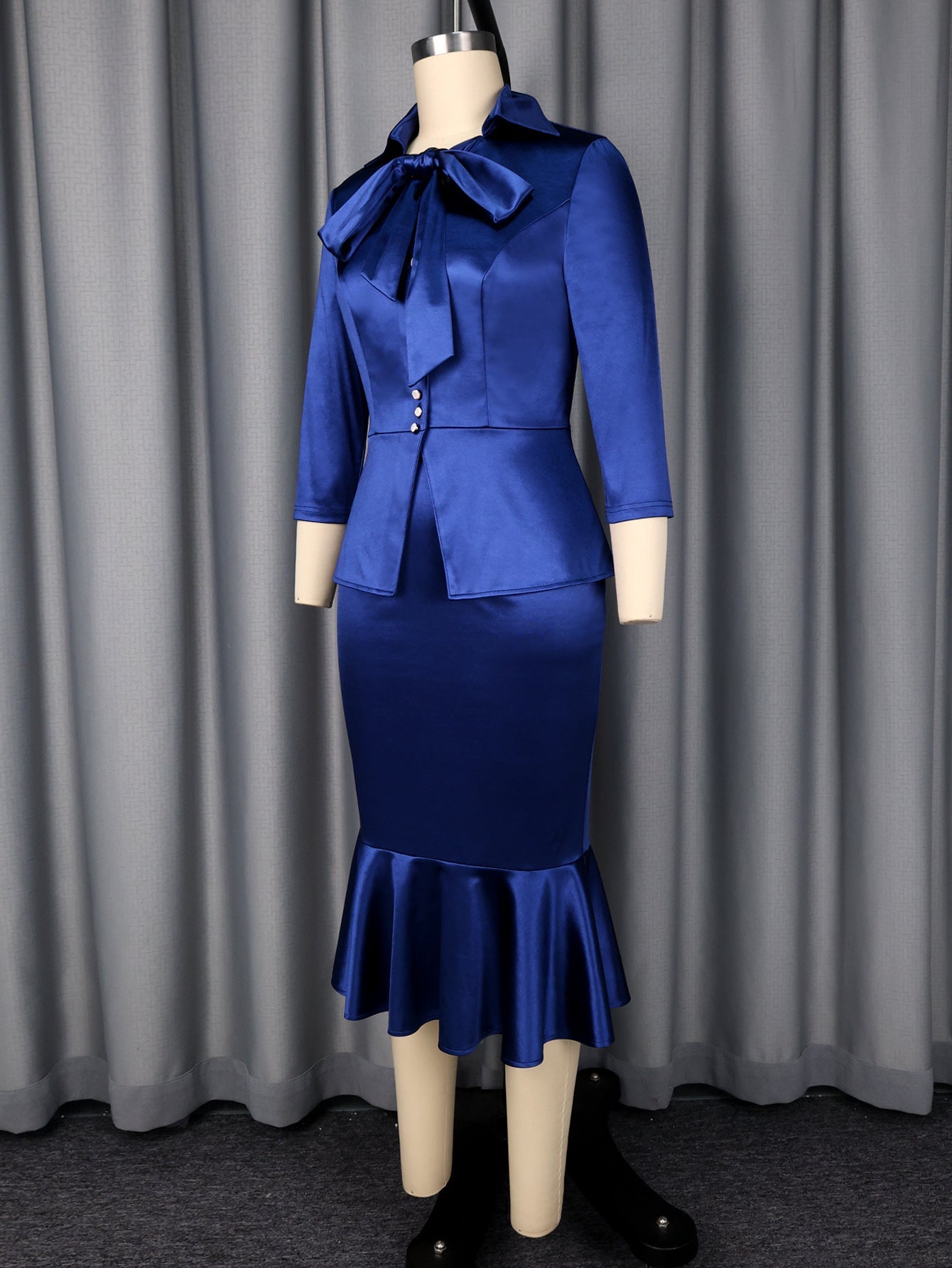 Elegant Satin Skirt Fishtail Two Piece Set MUNSIEUR
