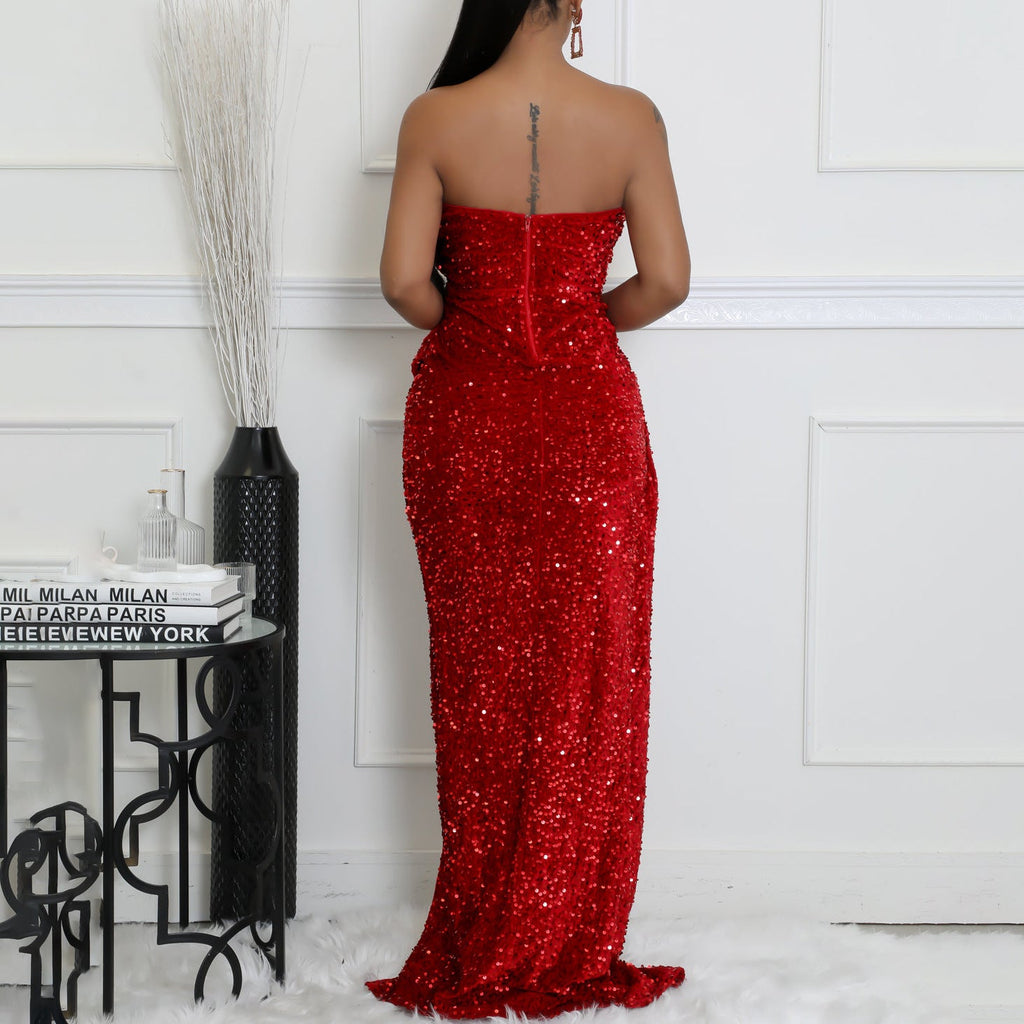 Elegant Off the Shoulder Sequined Dress