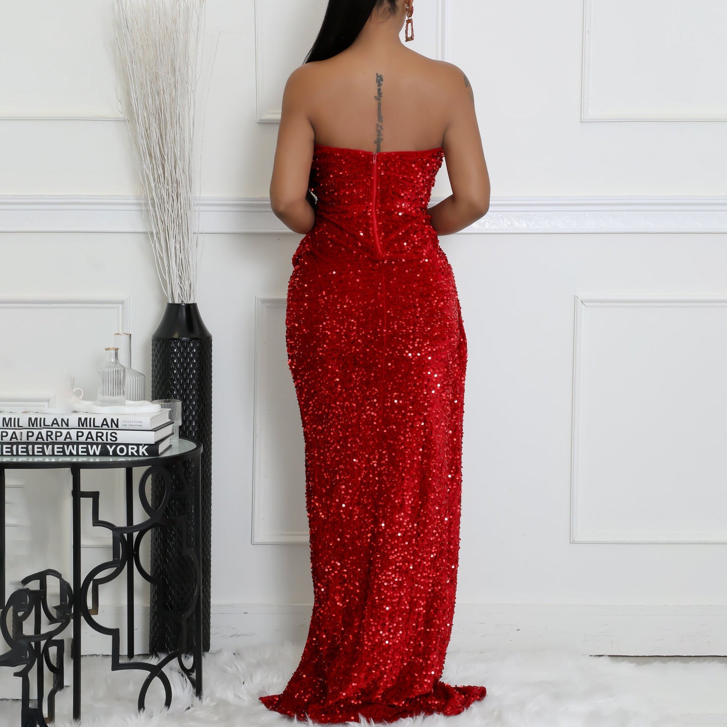 Elegant Off the Shoulder Sequined Dress