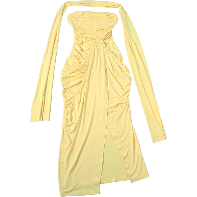 Slim Fit Scarf Tube Top Dress MUNSIEUR New Arrivals