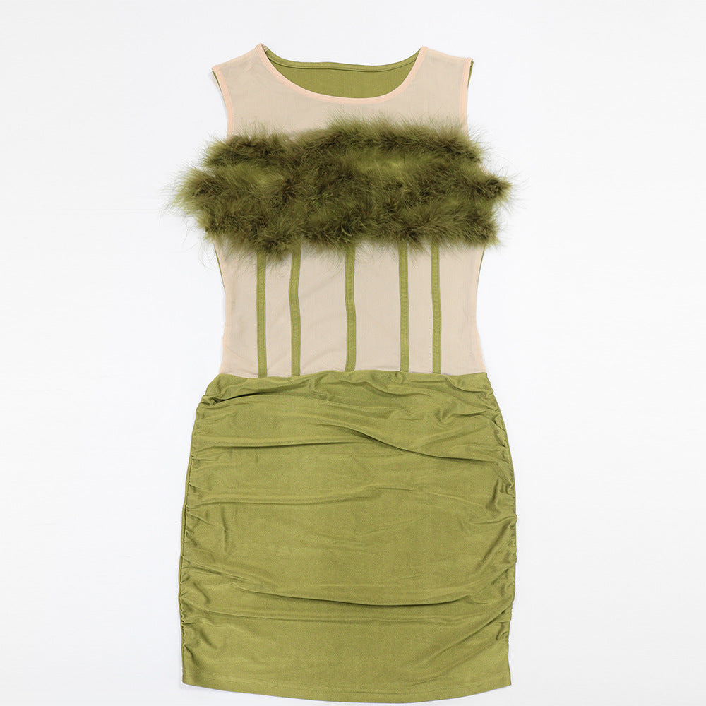 Sleeveless Furry Dress and Sheath