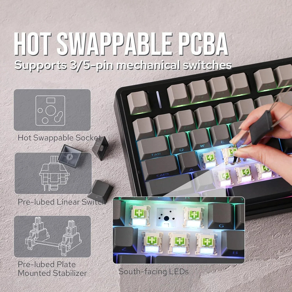 F75 Pro Gasket Mounted Wireless Gaming Mechanical Keyboard